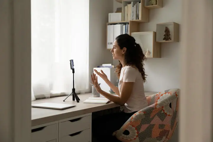 Woman recording a self tape