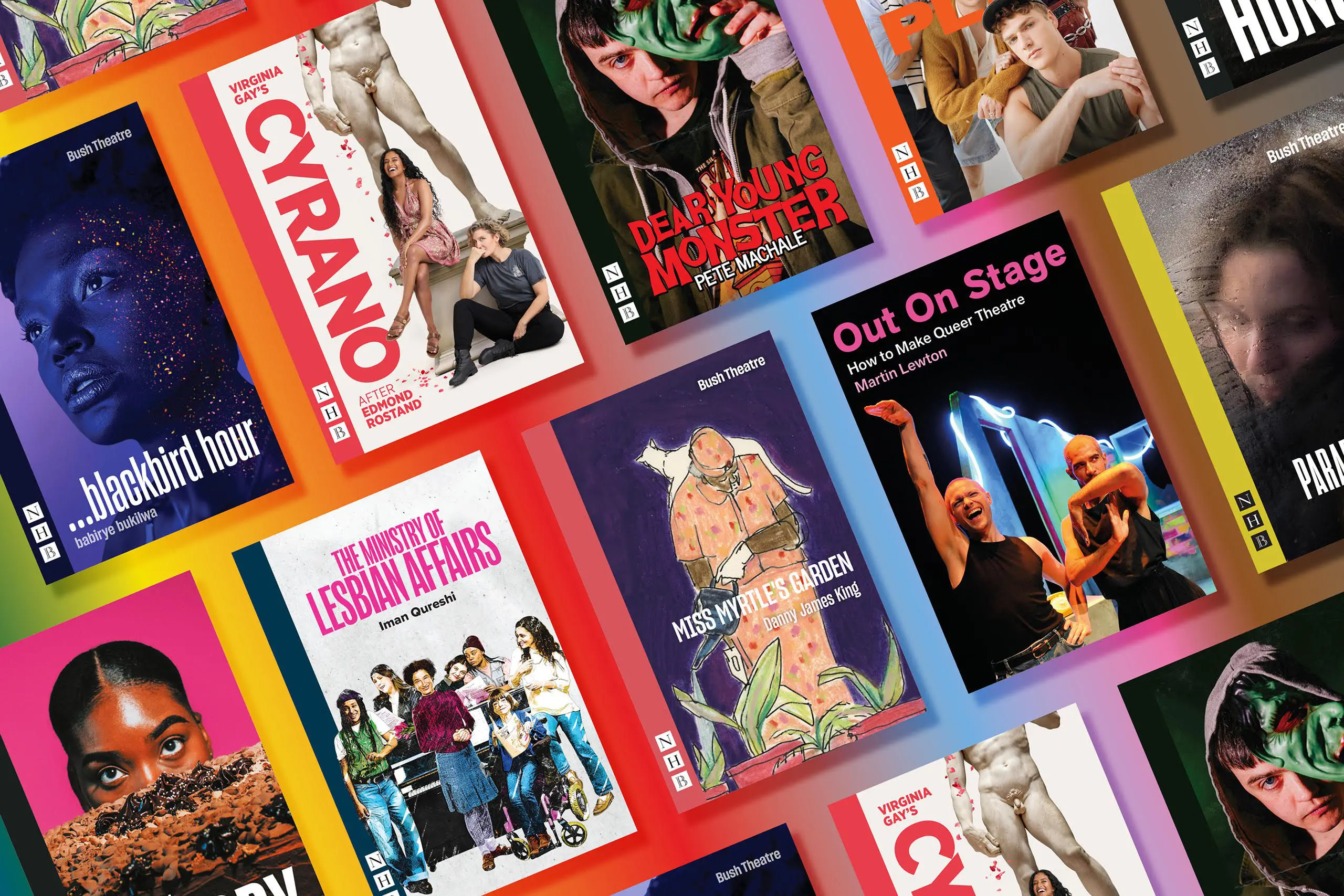 Selection of book covers included in the article about theatre reads for Pride