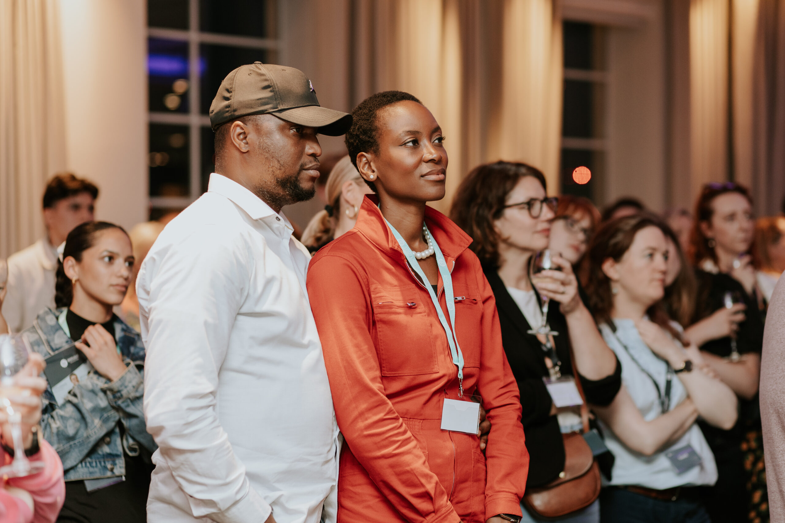 Actress Tracy Ifeachor in a crowd watching the Spotlight Prize winner be announced