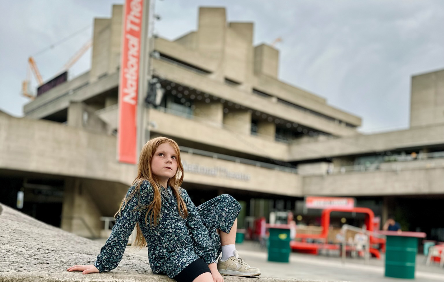 Young actor Maggie Livermore outside the National Theatre in London