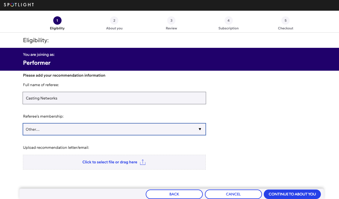 Cite Casting Networks as the Referee and Select Other as the Referee Membership