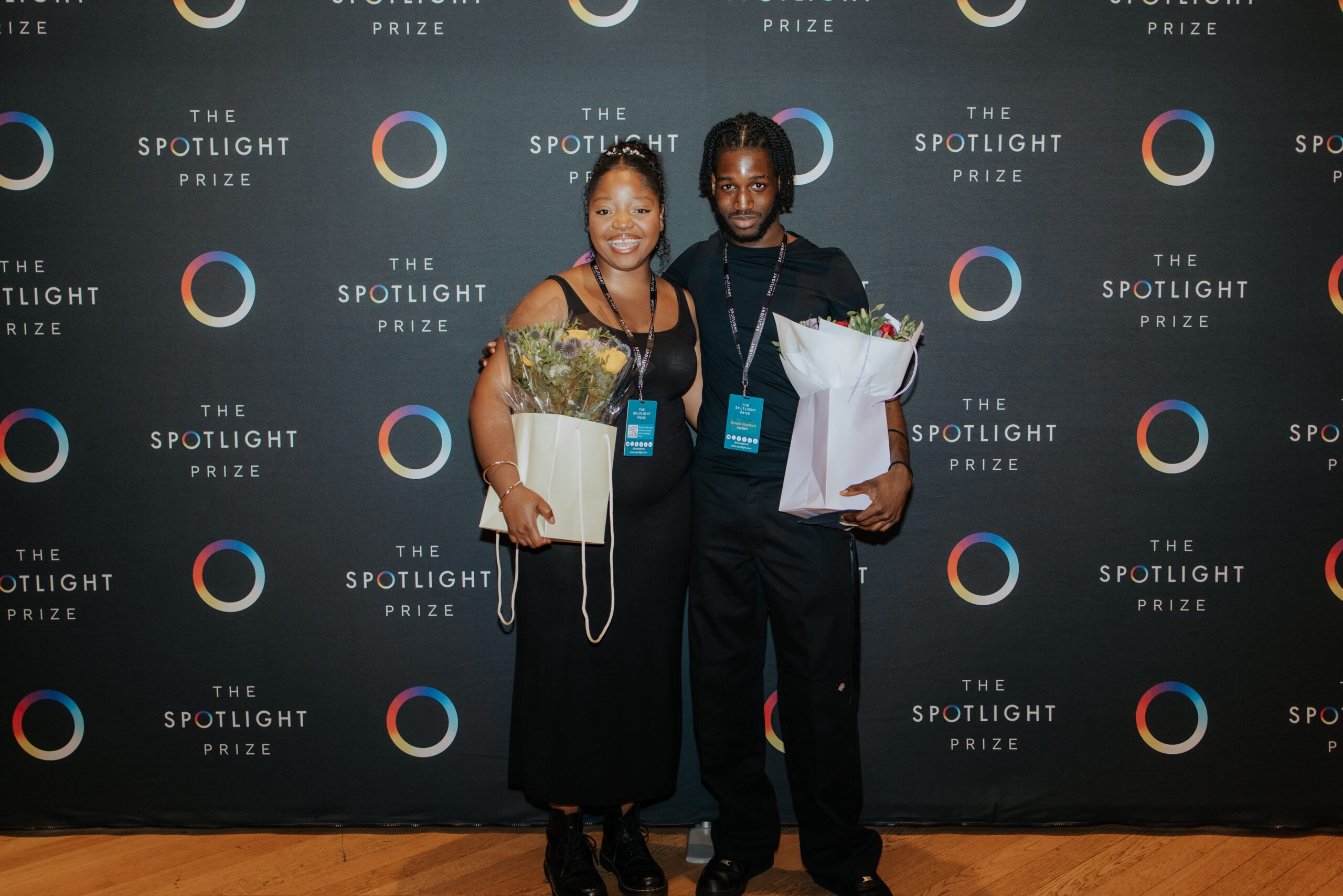 Alyssa Thabisile Sibanda and Senam Akpokavi posing together after winning the Spotlight Prize 2024