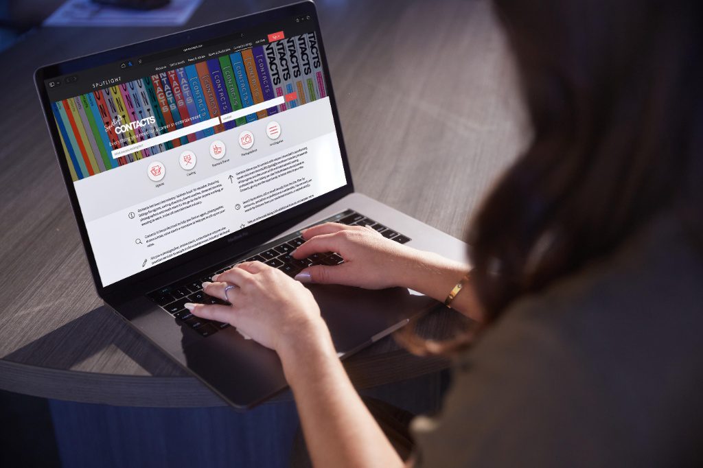 The Contact Listings website on a computer