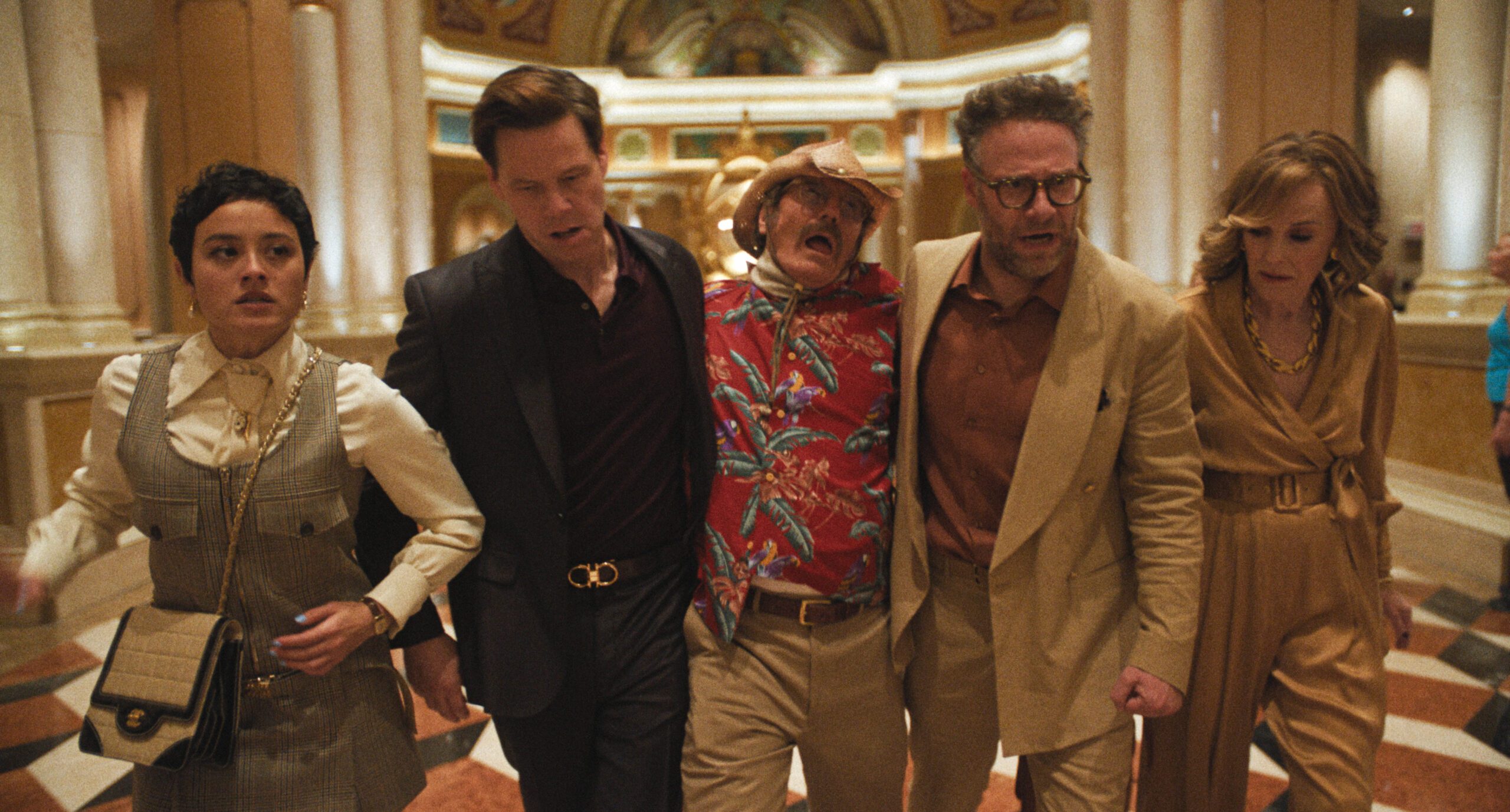 Chase Sui Wonders, Ike Barinholtz, Bryan Cranston, Seth Rogen and Catherine O’Hara in The Studio