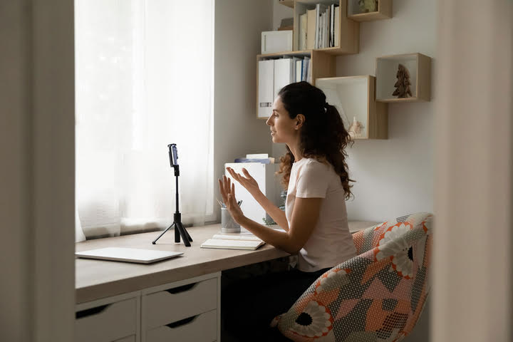 Woman recording a self tape