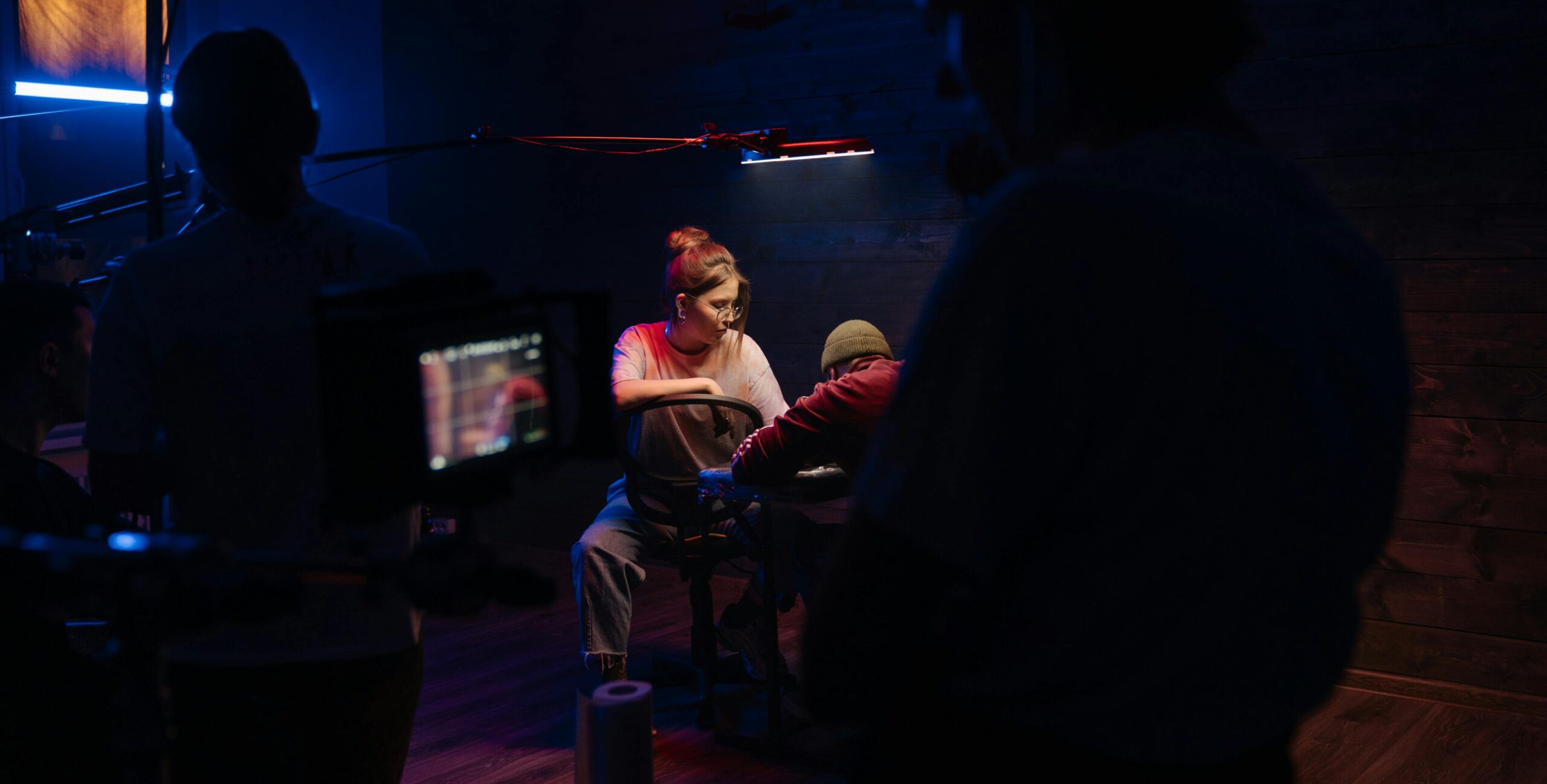 Film school students setting up a shoot